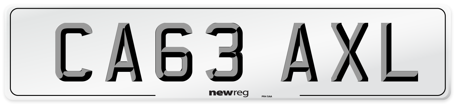 CA63 AXL Number Plate from New Reg